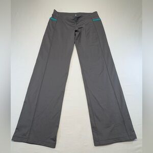 Lululemon Athletica Grey Legging Flare Bottom Pants with Aqua Highlights Size 8